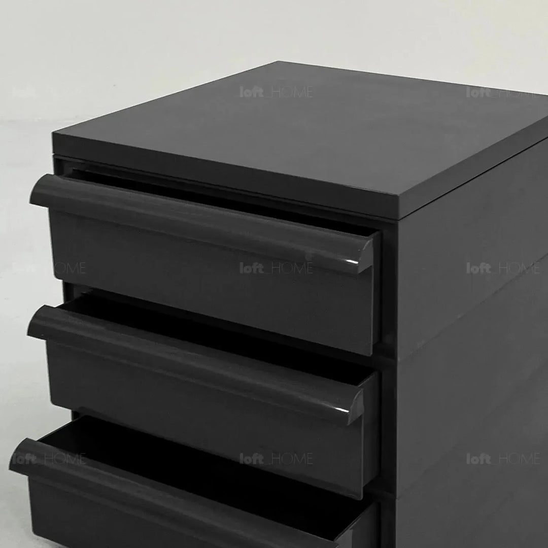 Contemporary plastic drawer cabinet truffle 3 drawer in close up details.