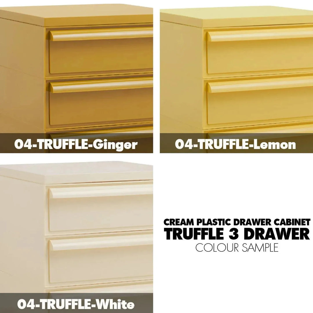 Contemporary plastic drawer cabinet truffle 4 drawer material variants.