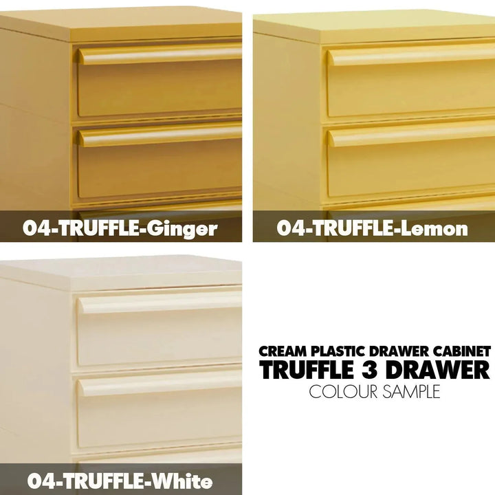 Contemporary plastic drawer cabinet truffle 4 drawer material variants.