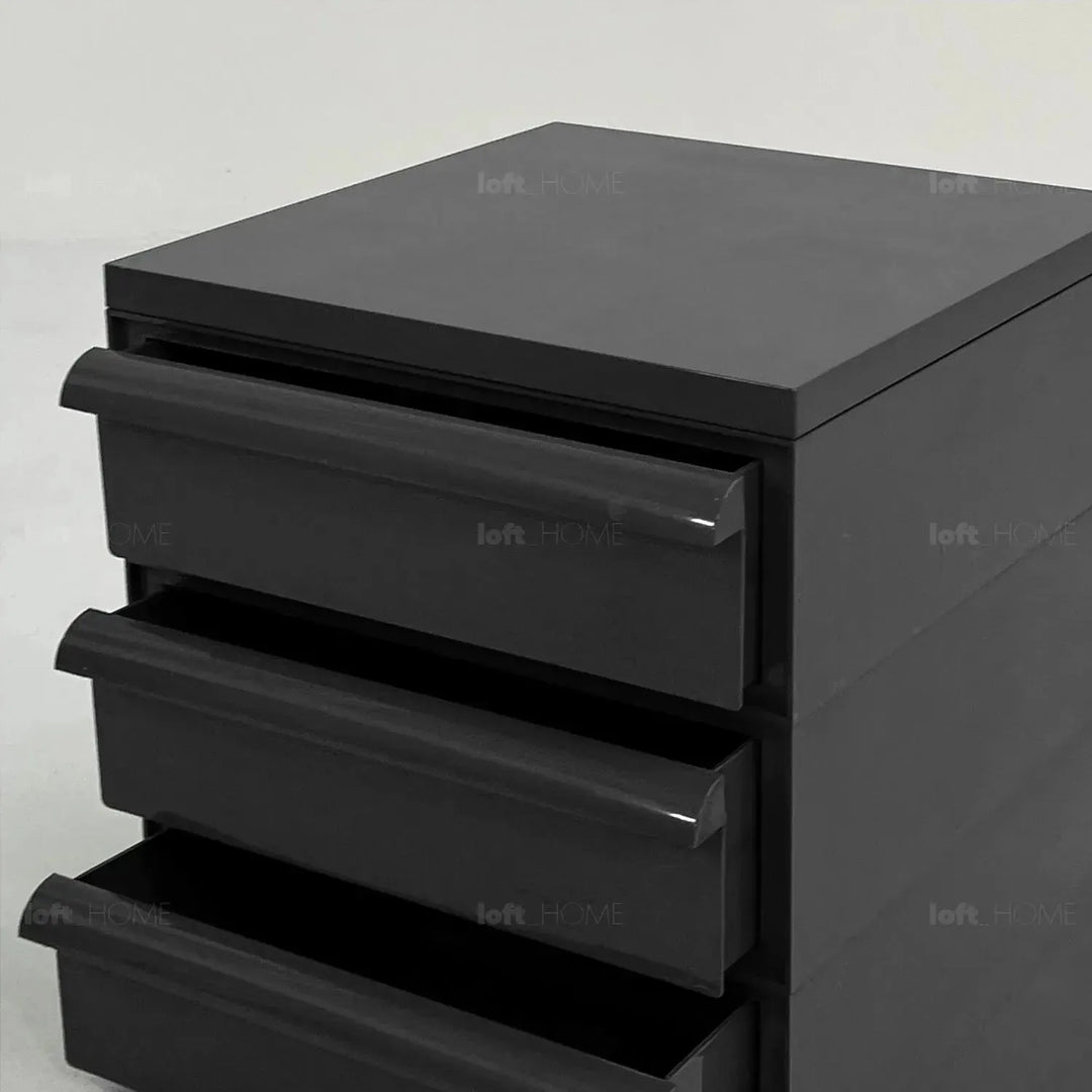 Contemporary plastic drawer cabinet truffle 4 drawer in close up details.