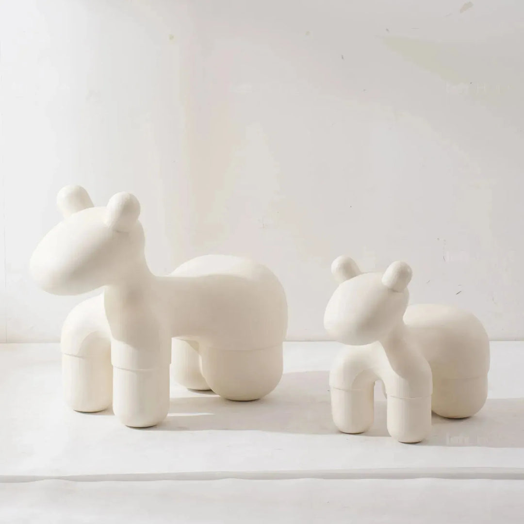Contemporary polyethylene decor ottoman llama in still life.