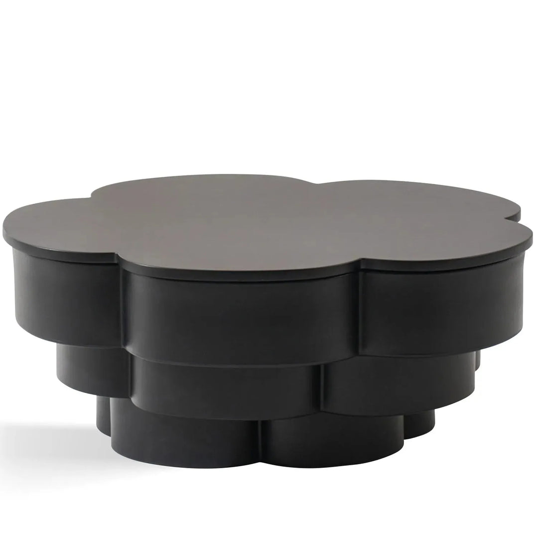 Contemporary wood coffee table parfait in white background.