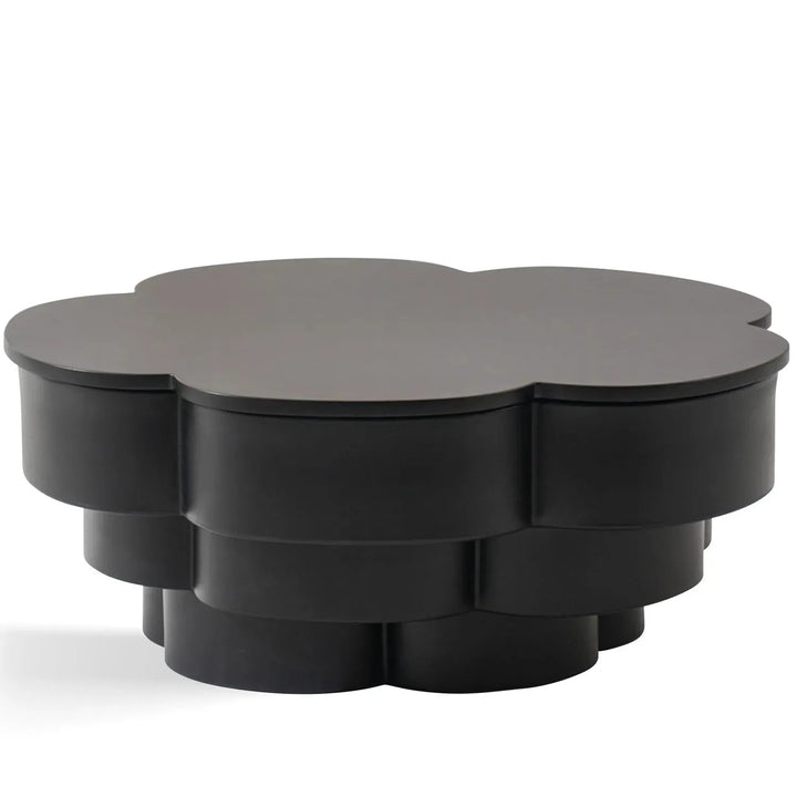 Contemporary wood coffee table parfait in white background.