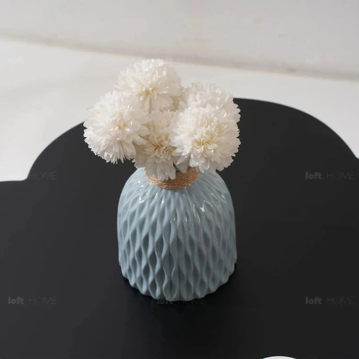 Contemporary wood coffee table parfait in panoramic view.