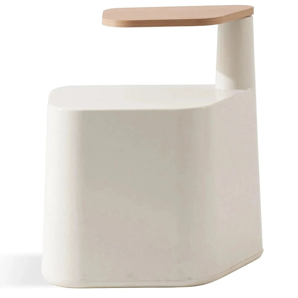 Modern wood side table tiramisu in white background.