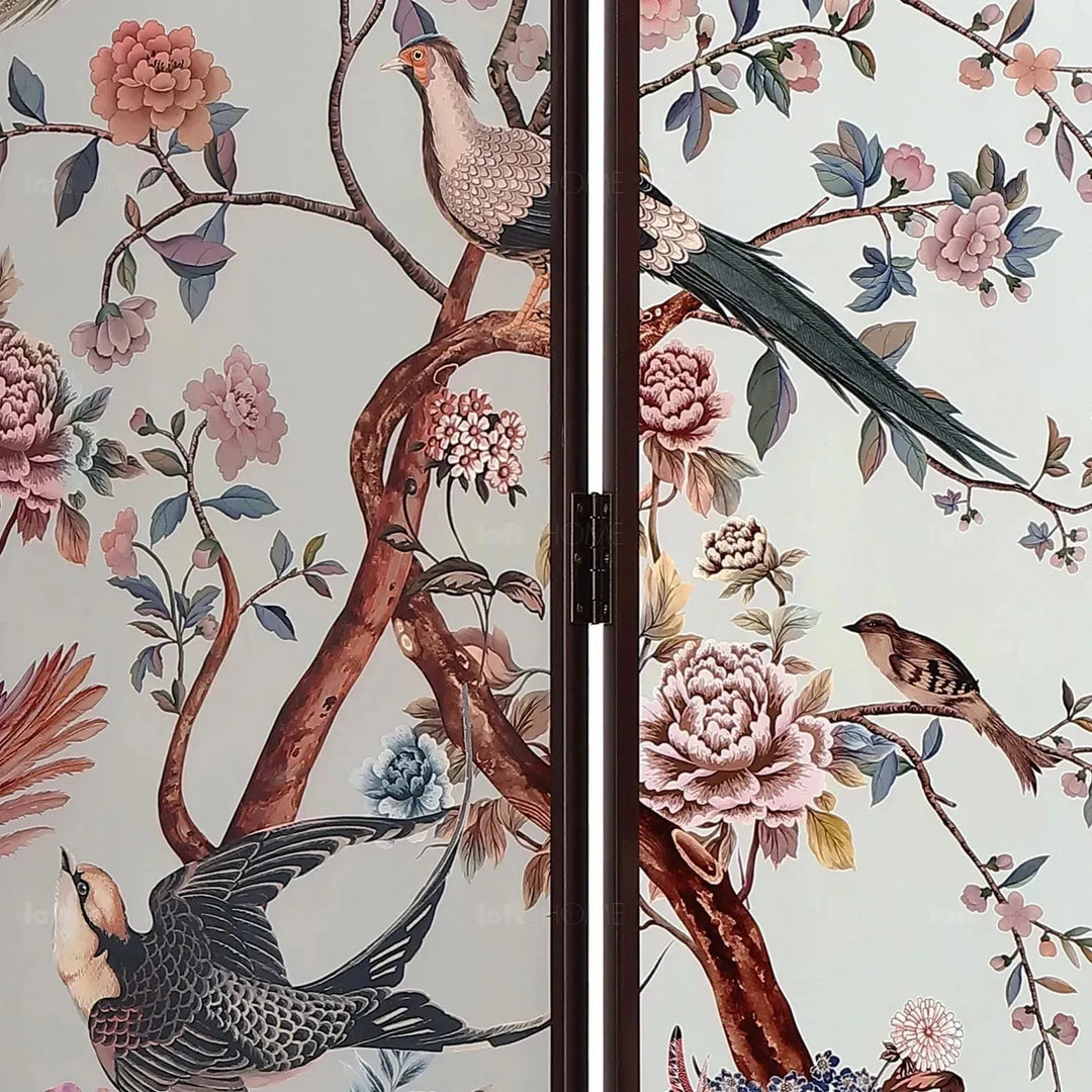 Eclectic wood divider noblenest in close up details.