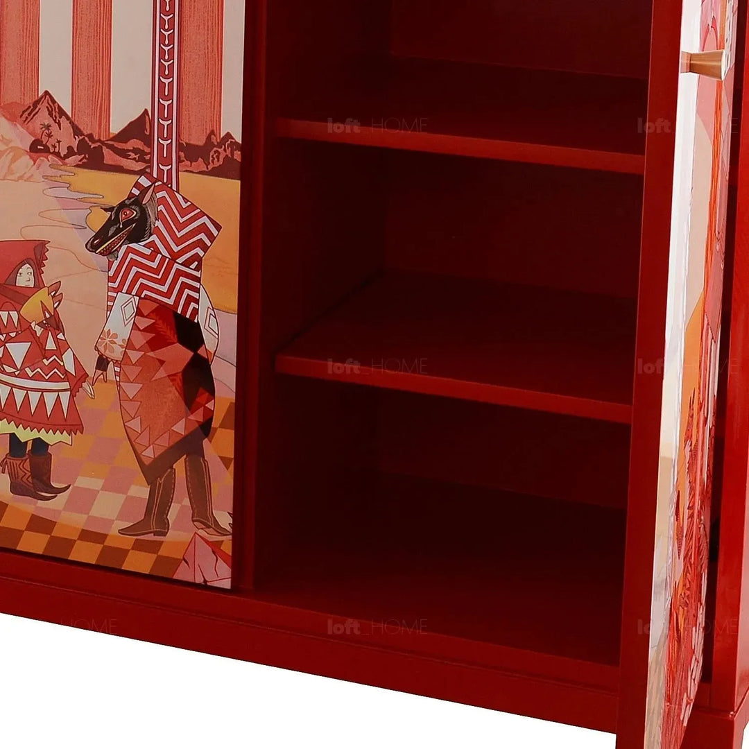 Eclectic wood storage cabinet redhood situational feels.