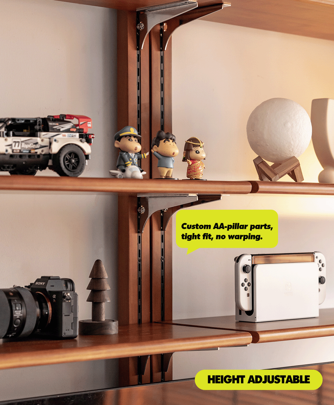 Vintage boxwood modular hanging wall shelf system muse living material variants.