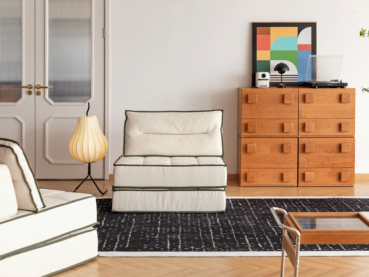 Scandinavian cat scratch resistant fabric modular 1 seater sofa tiered situational feels.