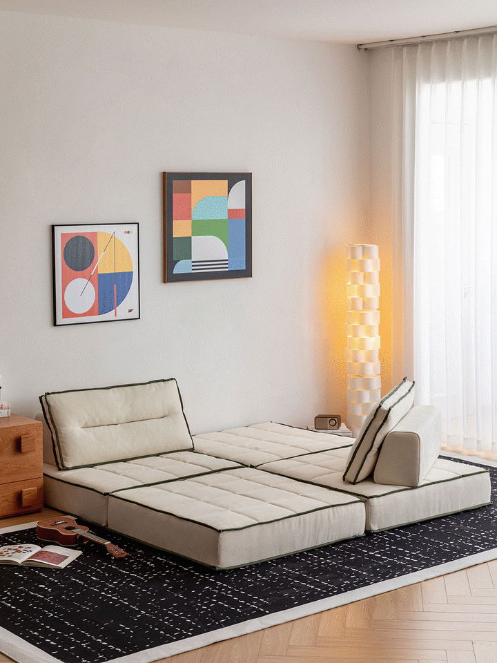 Scandinavian cat scratch resistant fabric modular 1 seater sofa tiered detail 1.