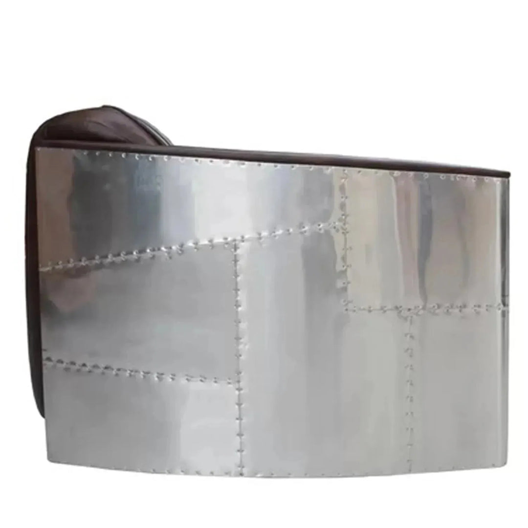 Industrial aluminium 1 seater sofa aircraft in details.