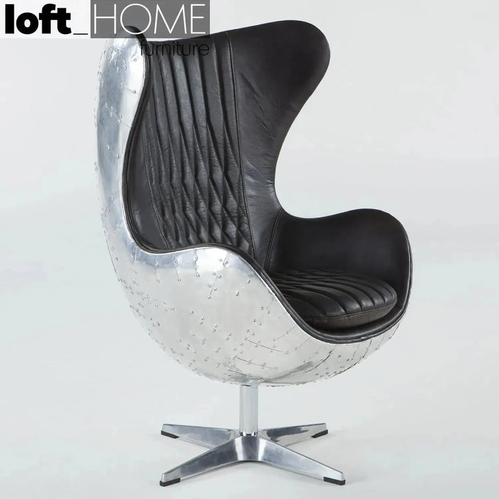 Industrial aluminium 1 seater sofa egg in details.