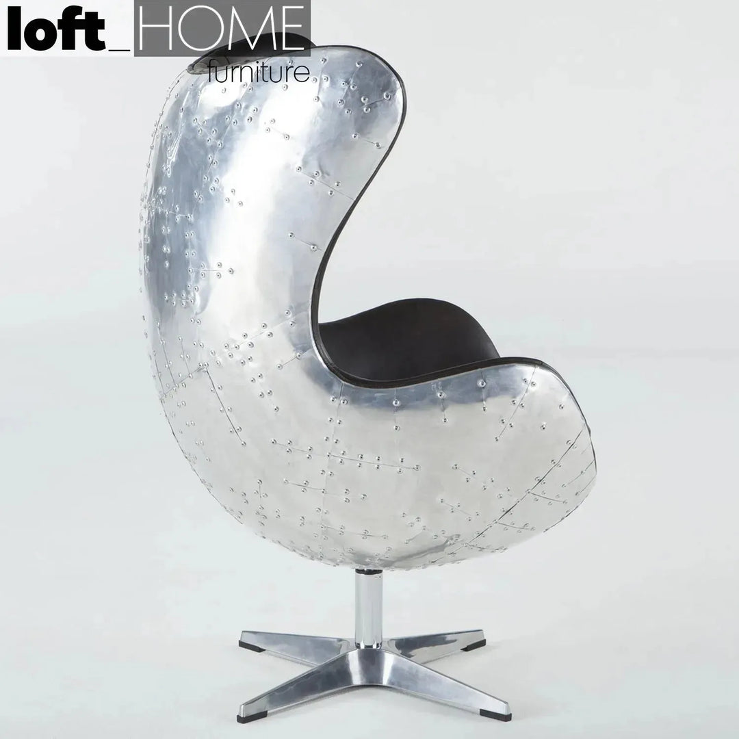 Industrial aluminium 1 seater sofa egg conceptual design.