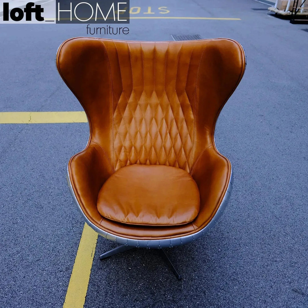 Industrial aluminium 1 seater sofa egg primary product view.