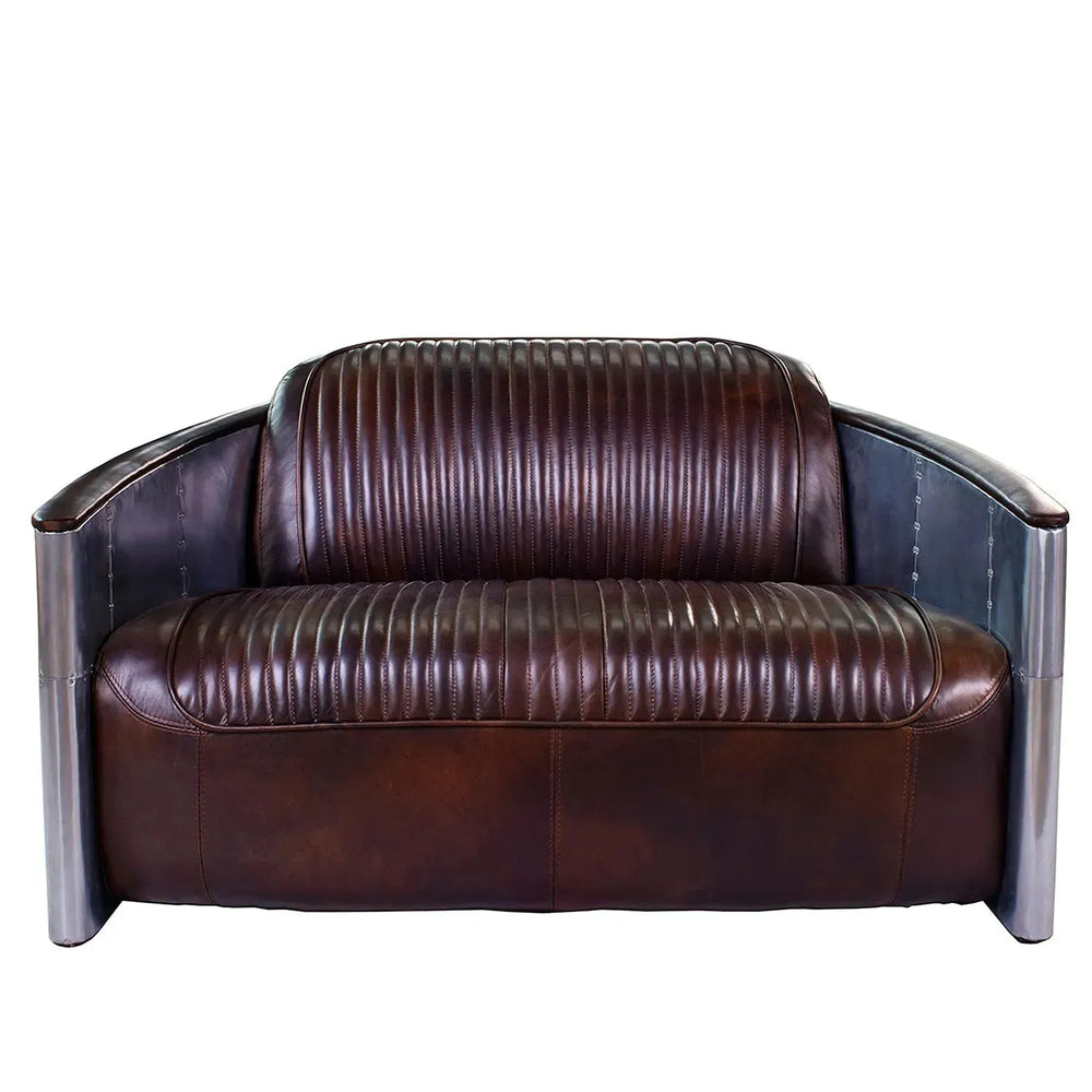 Industrial aluminium 2 seater sofa aircraft in white background.