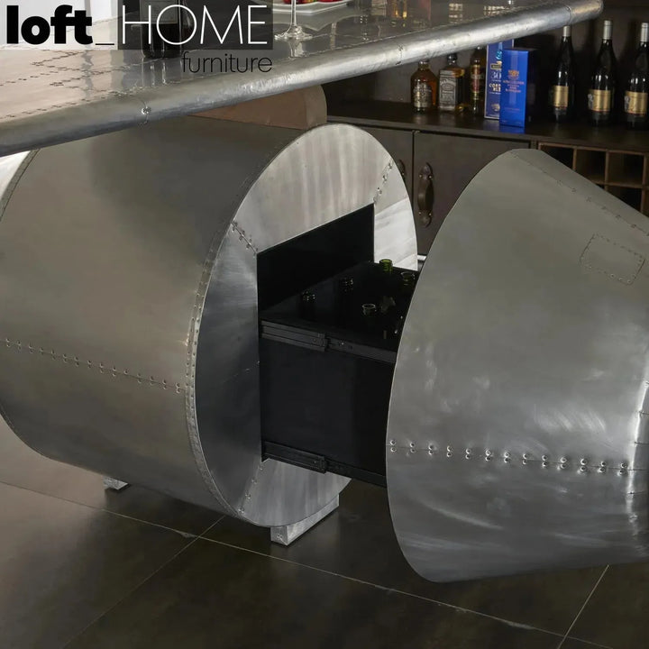 Industrial aluminium bar table aircraft in real life style.