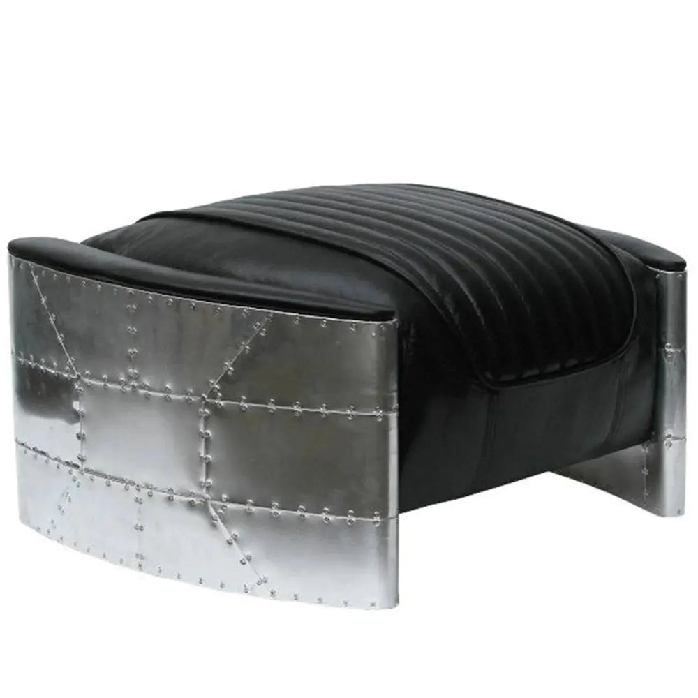 Industrial aluminium ottoman aircraft in white background.