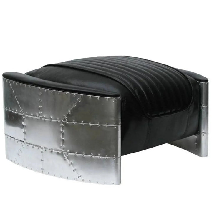 Industrial aluminium ottoman aircraft in white background.