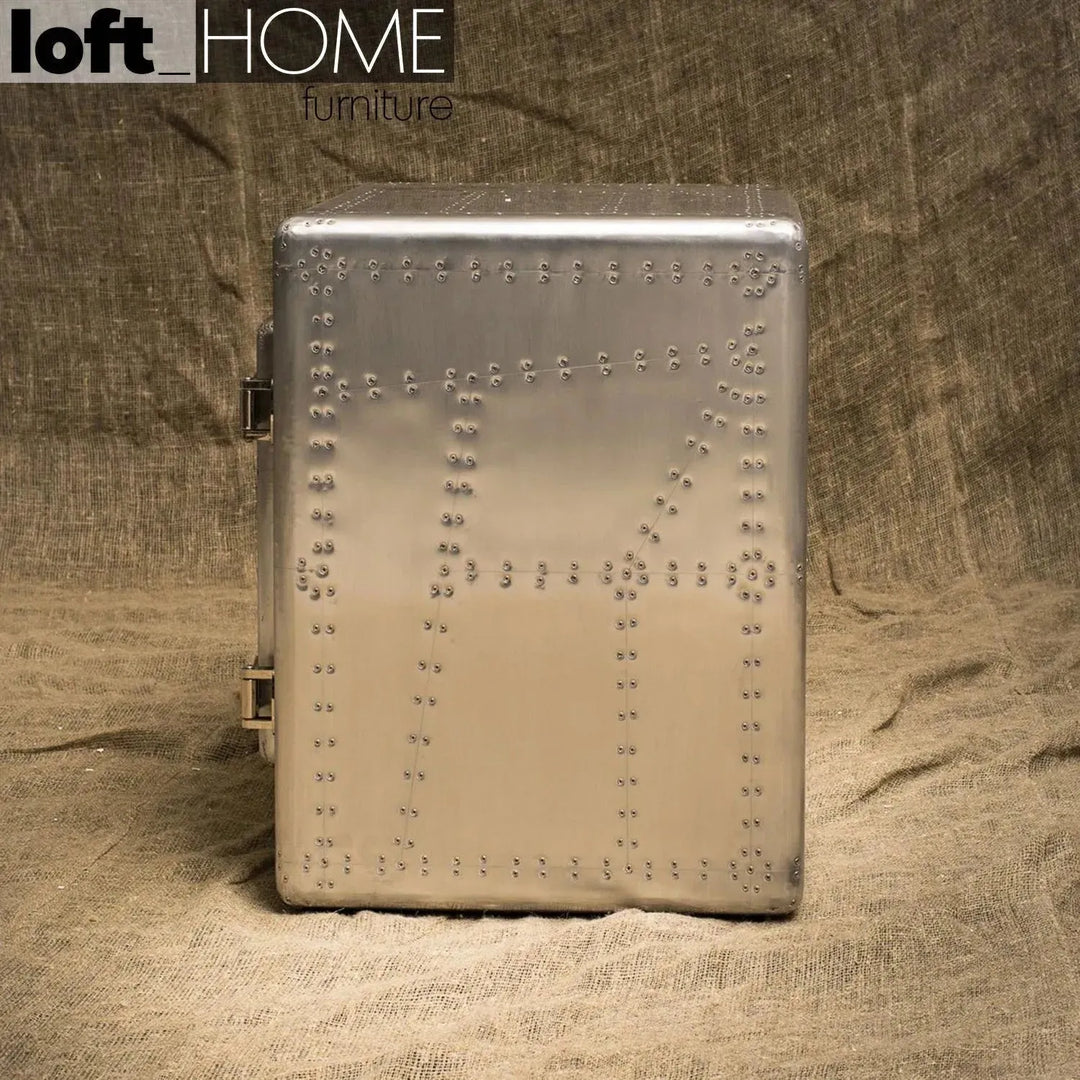 Industrial aluminium side table jetdoor in real life style.