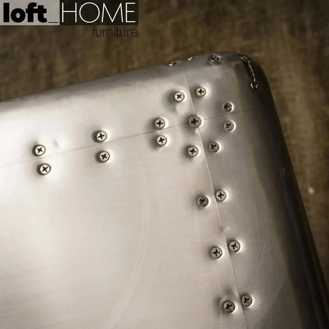 Industrial aluminium side table jetdoor in panoramic view.