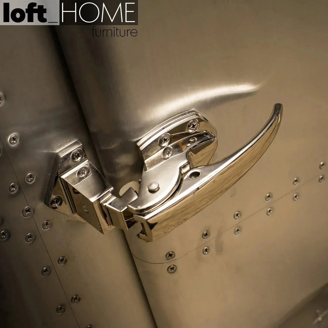 Industrial aluminium side table jetdoor with context.