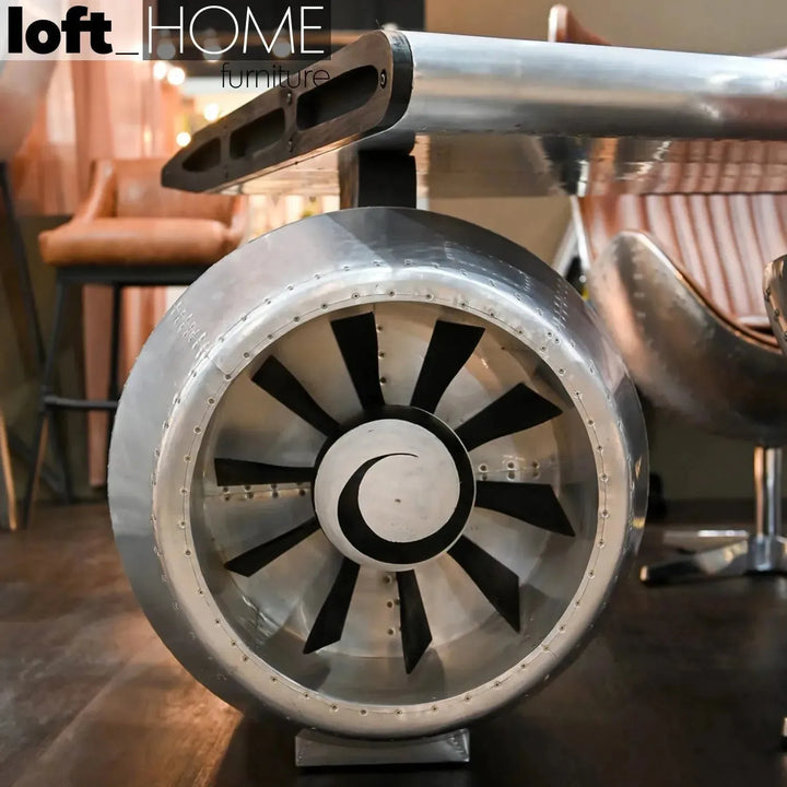 Industrial aluminium study table aircraft engine conceptual design.