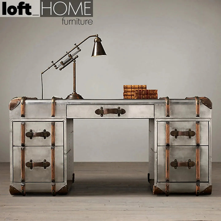 Industrial aluminium study table richards trunk primary product view.