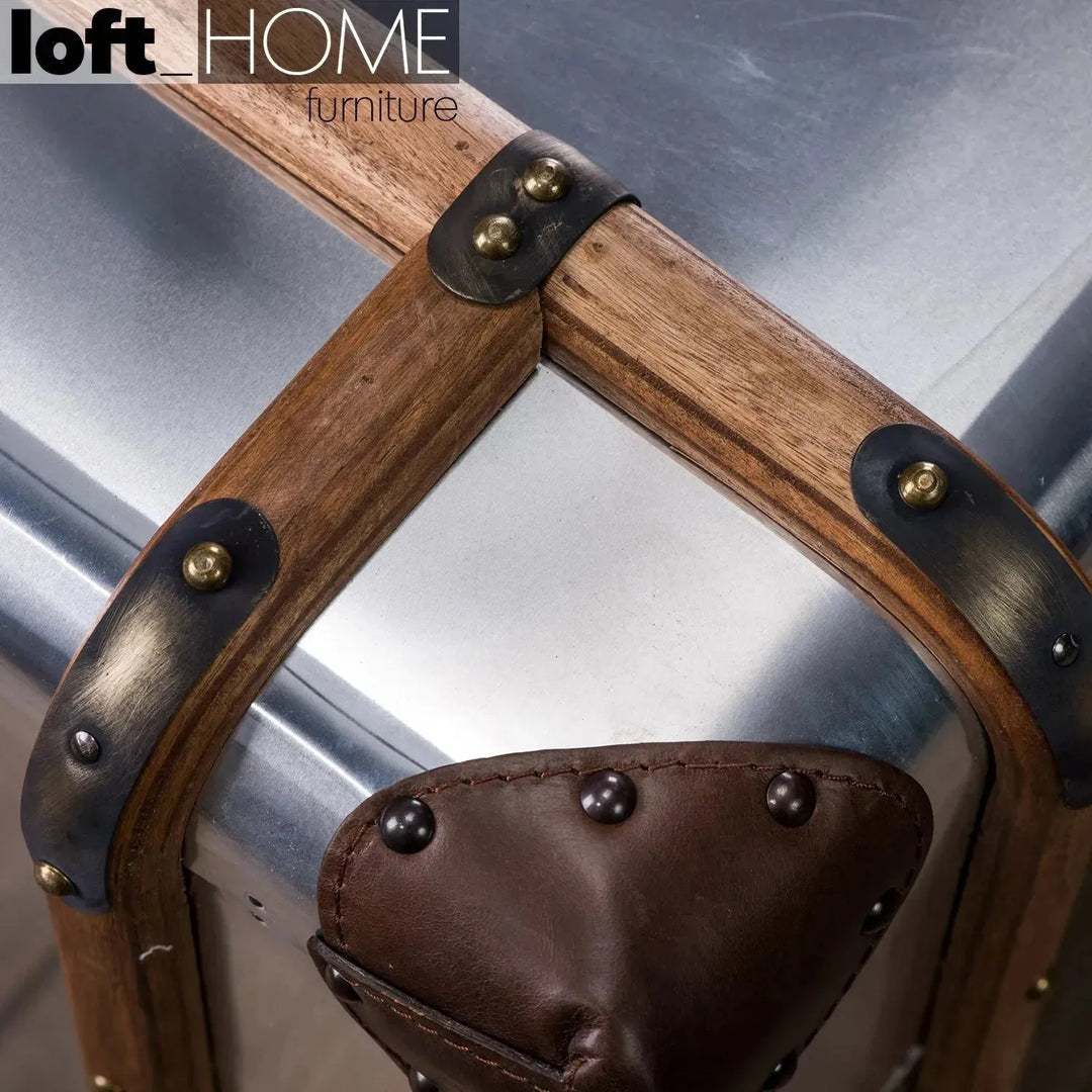 Industrial aluminium study table richards trunk in real life style.