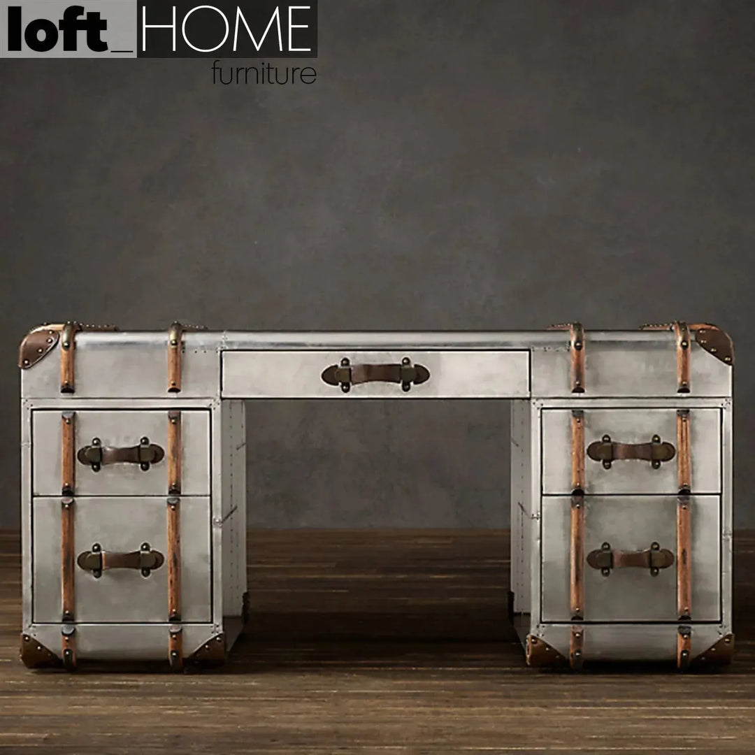 Industrial aluminium study table richards trunk color swatches.