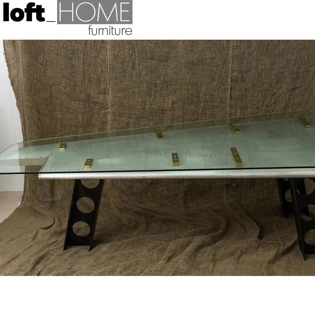 Industrial aluminium tempered glass study table skyway conceptual design.