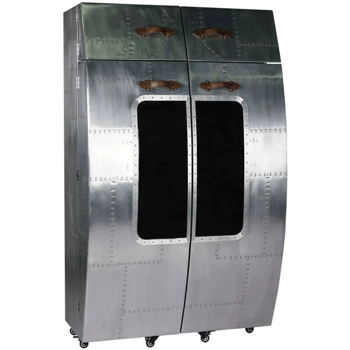 Industrial aluminium wine cabinet aviator with context.