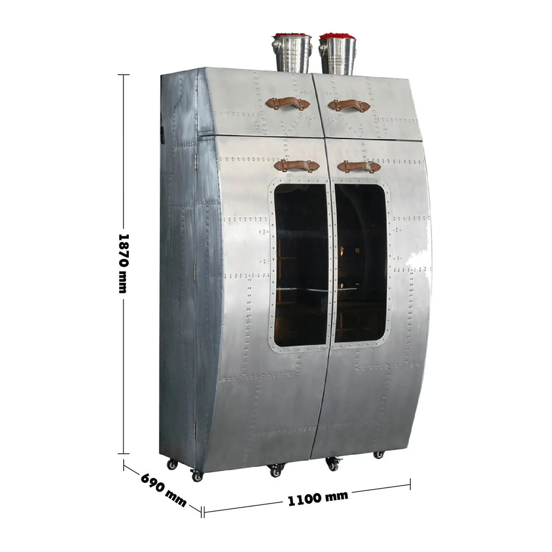 Industrial aluminium wine cabinet aviator size charts.