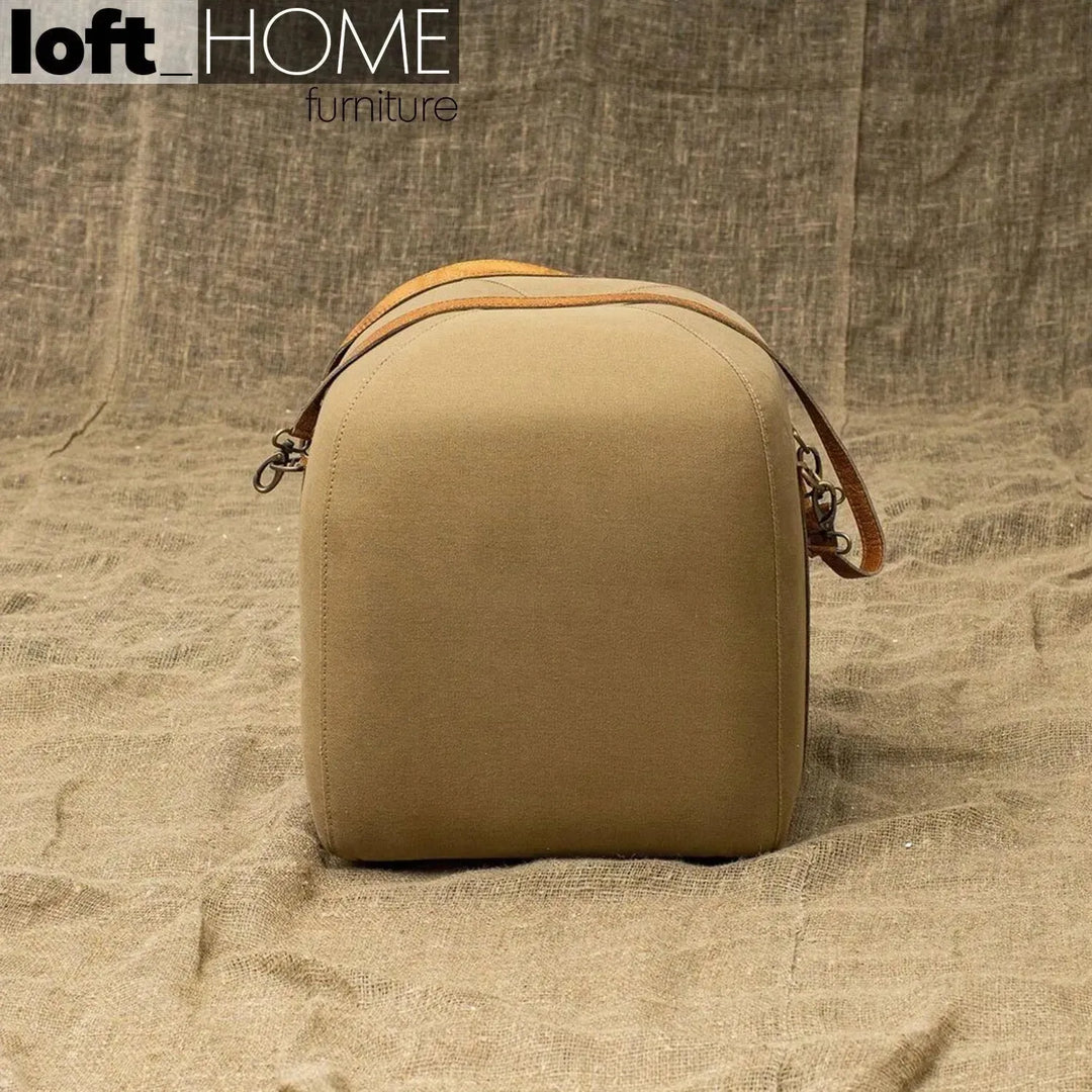 Vintage canvas ottoman stool travel in real life style.