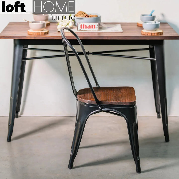 Industrial elm wood dining chair sanctum x in real life style.