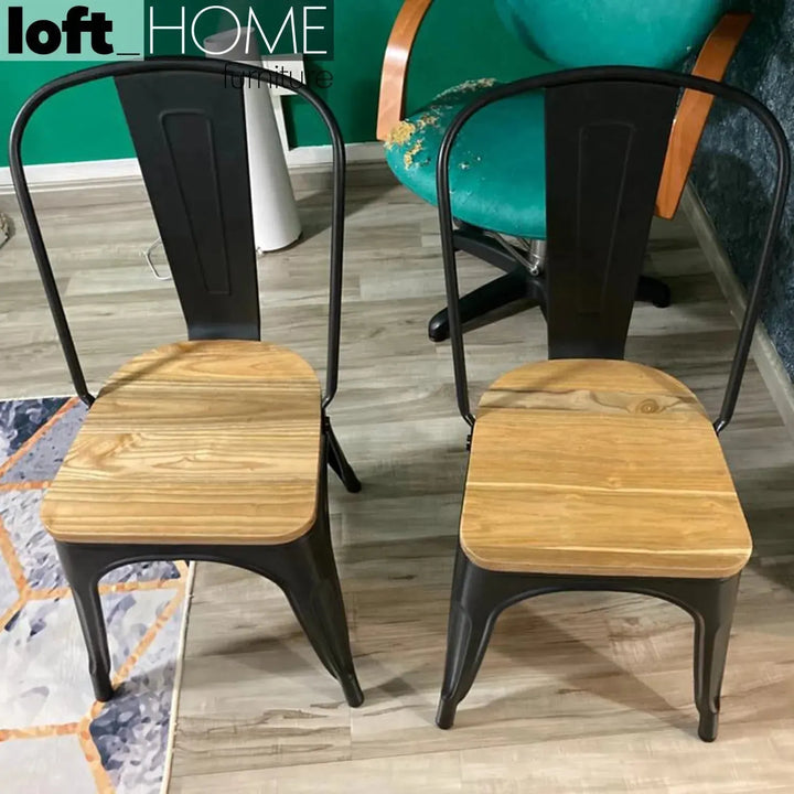 Industrial elm wood dining chair sanctum x detail 11.