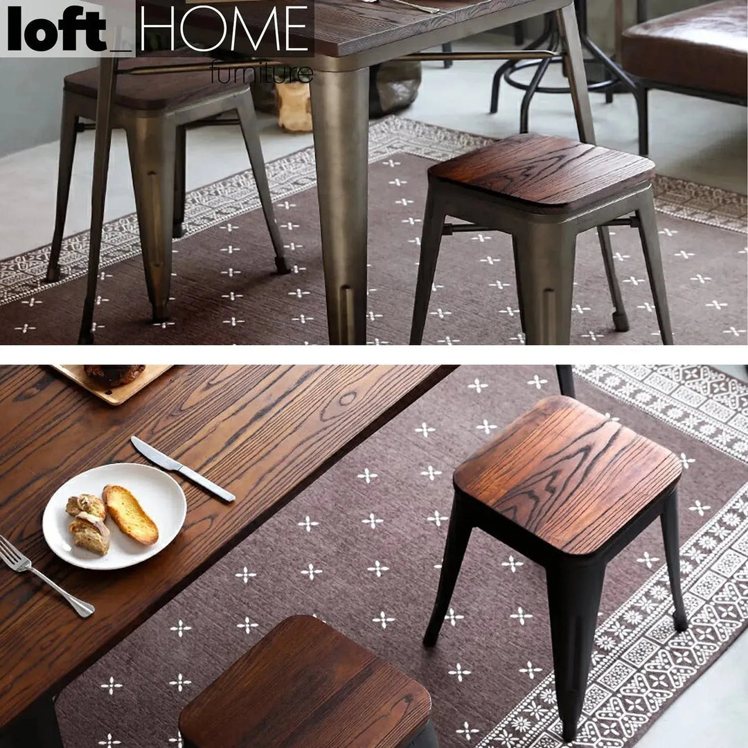 Industrial elm wood dining stool sanctum x in real life style.