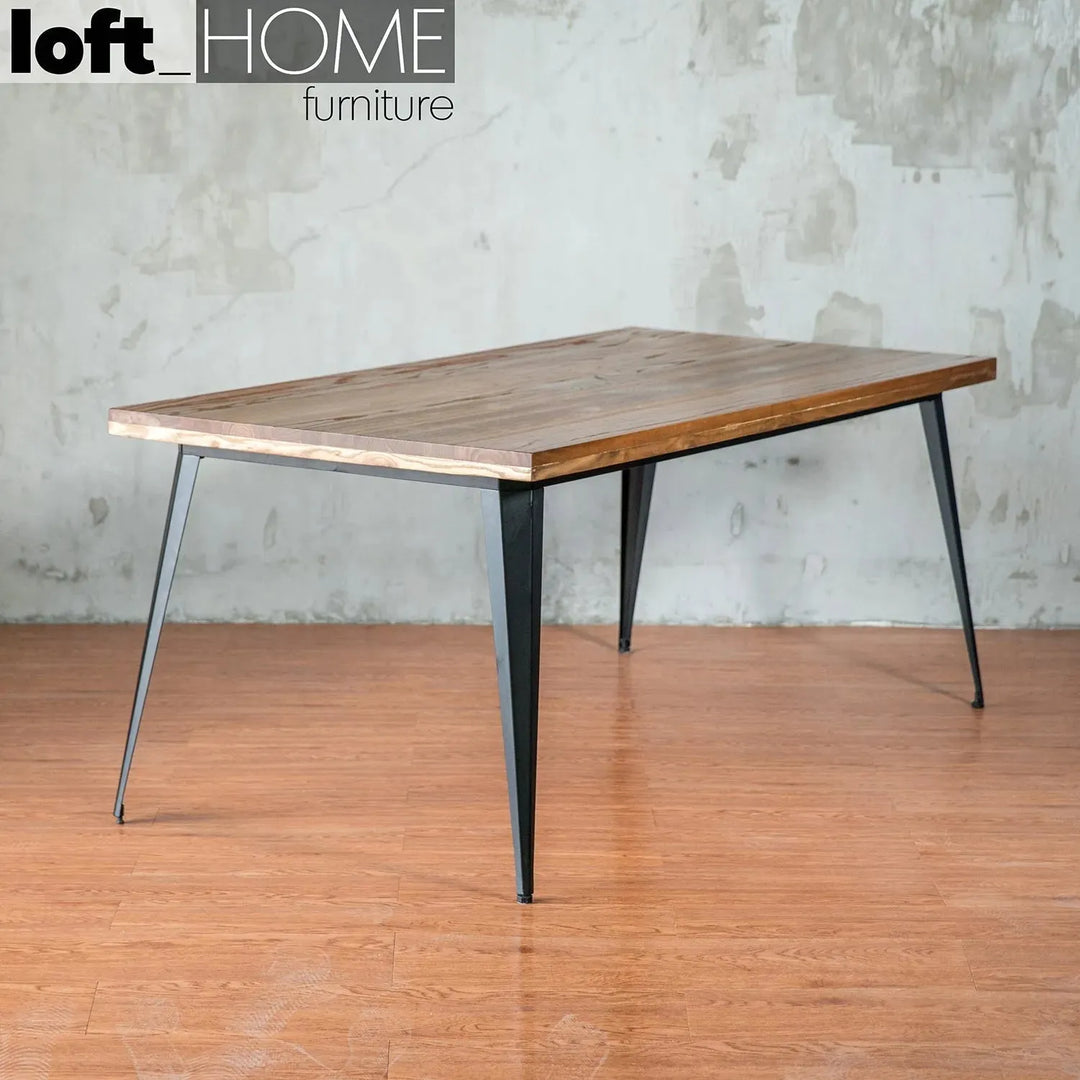 Industrial elm wood dining table sanctum classic detail 4.