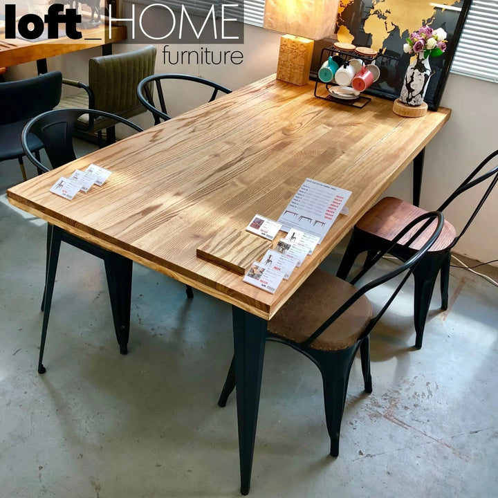 Industrial elm wood dining table sanctum classic detail 1.