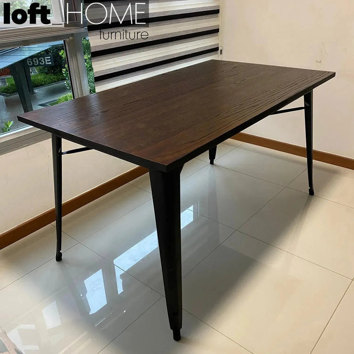 Industrial elm wood dining table sanctum x conceptual design.