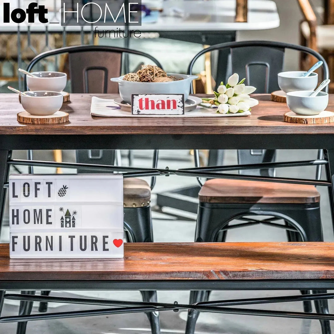 Industrial elm wood dining table sanctum x in real life style.