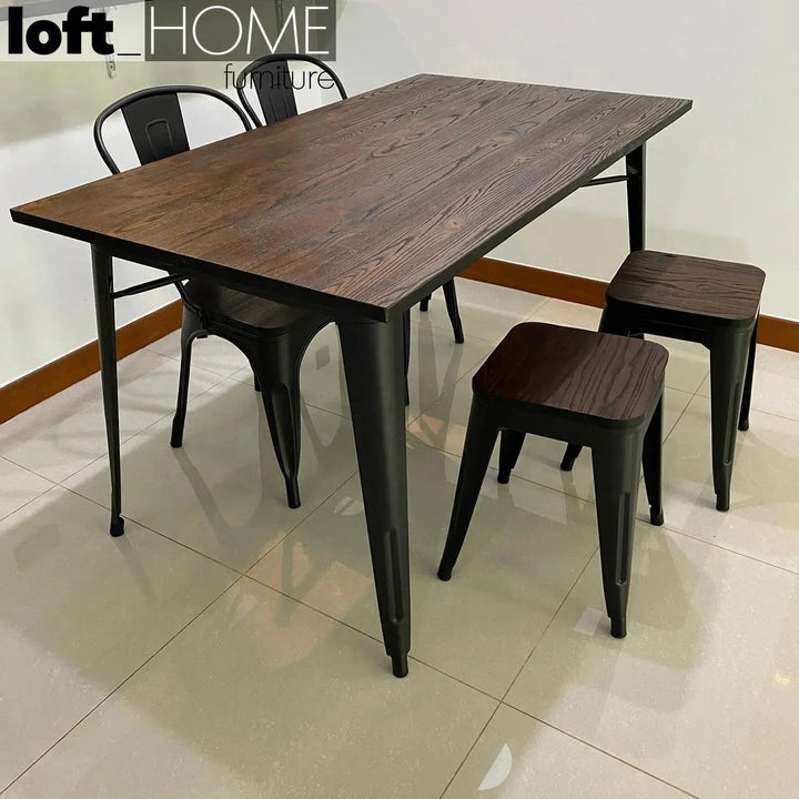 Industrial elm wood dining table sanctum x environmental situation.