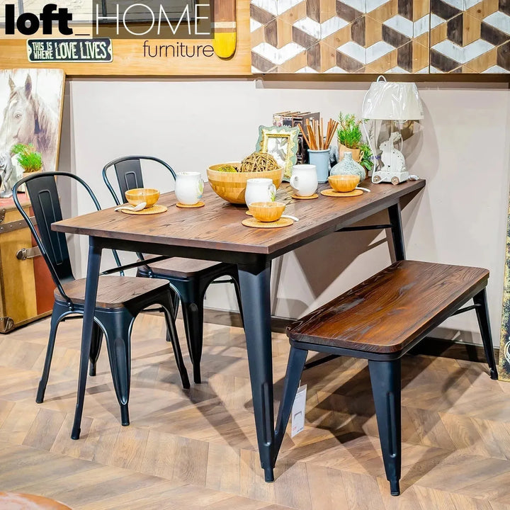 Industrial elm wood dining table sanctum x material variants.