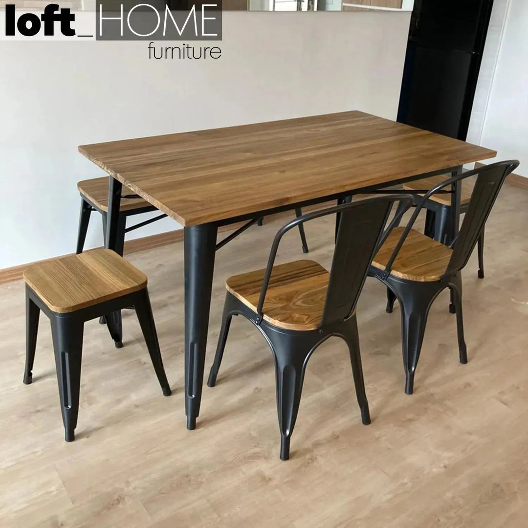 Industrial elm wood dining table sanctum x detail 3.