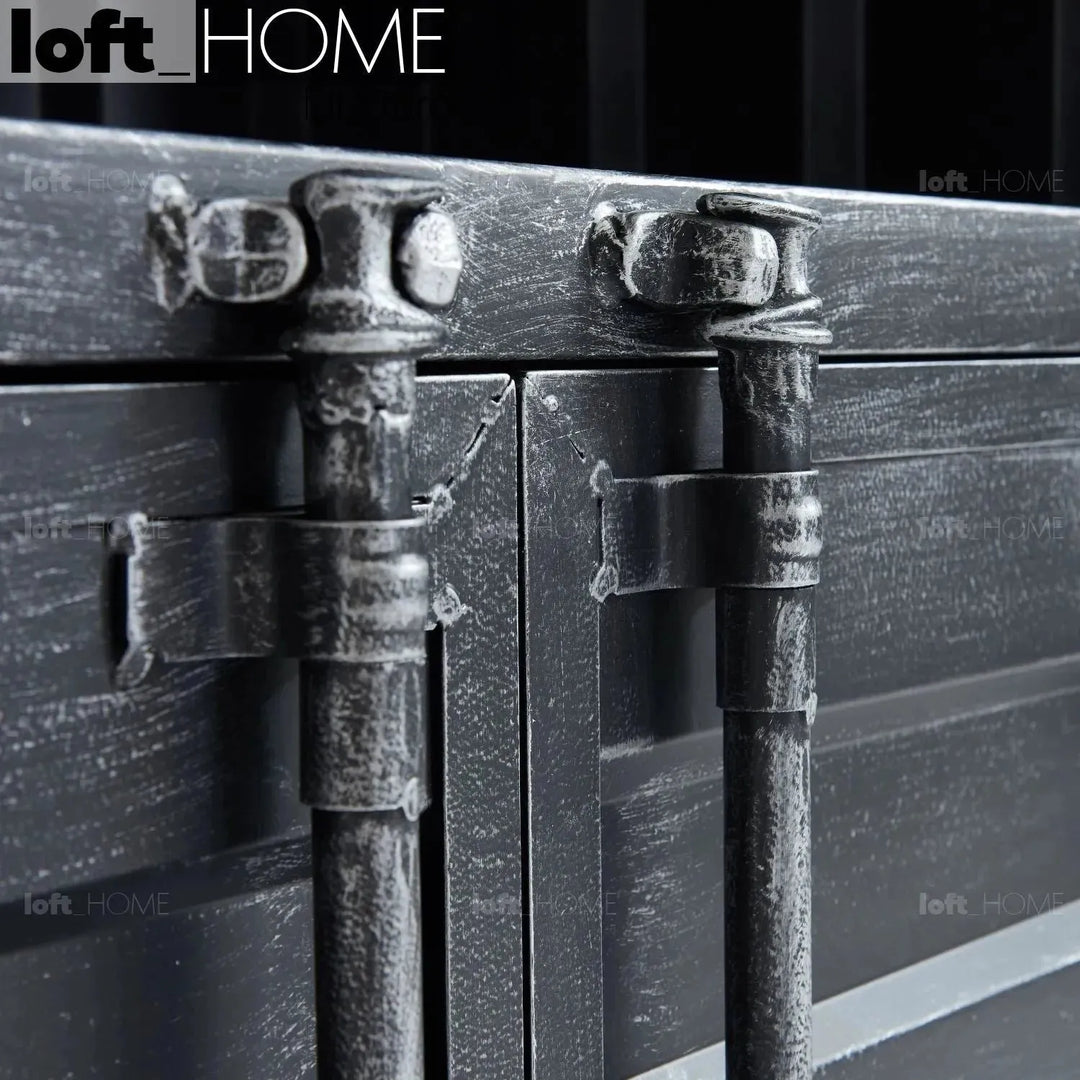 Industrial metal storage bookshelf container layered structure.