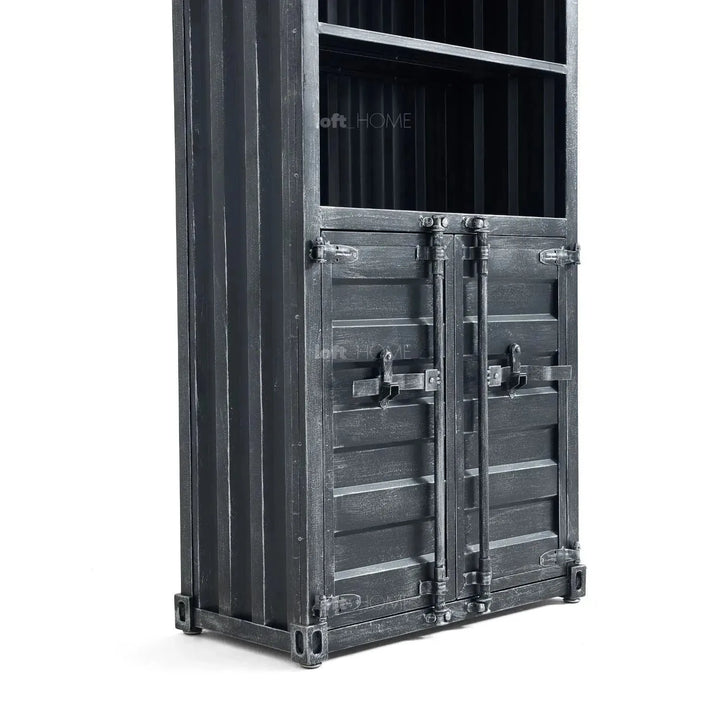 Industrial metal storage bookshelf container conceptual design.