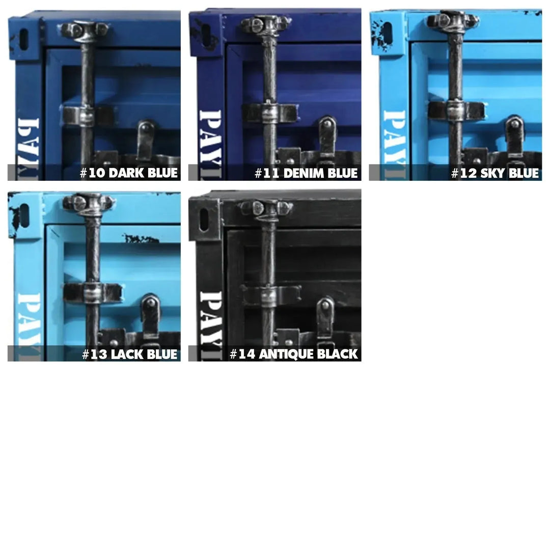 Industrial metal tv console container material variants.