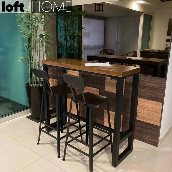 Industrial pine wood bar chair starbuck wood square conceptual design.