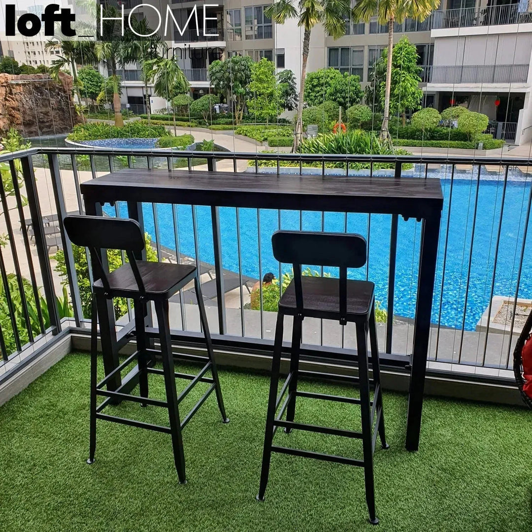 Industrial pine wood bar chair starbuck wood square in real life style.