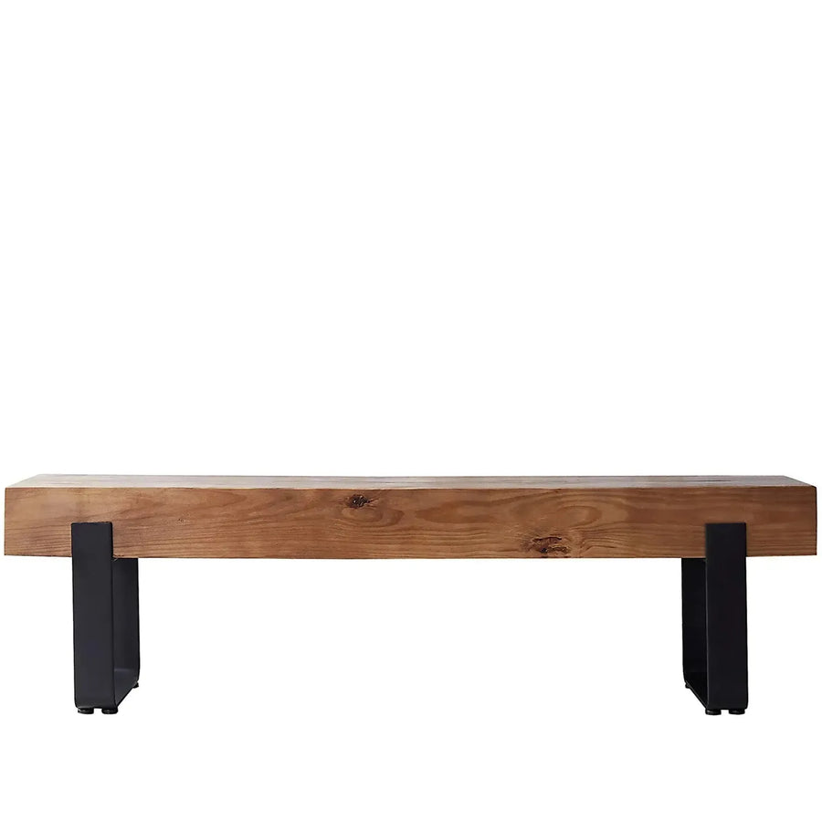 Rustic pine wood dining bench noer in white background.