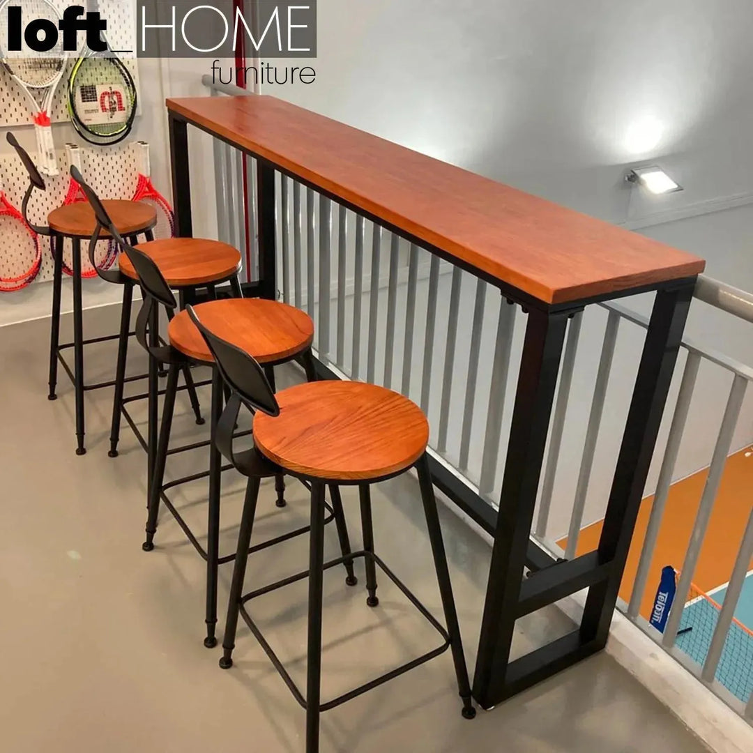 Industrial pine wood round bar chair starbuck wood environmental situation.